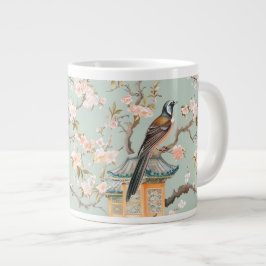 Chinoiserie Vogel & Bloesem Mok in Salie & Perzik