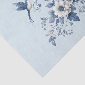 Chinoiserie Vogel en Bloem Blauw Tissuepapier (Detail)