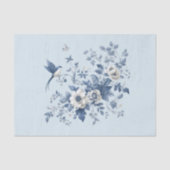 Chinoiserie Vogel en Bloemenblauw Tissuepapier (Voorkant)