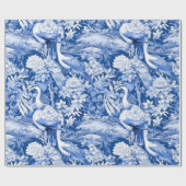 Chinoiserie Vogels Blauw Wit Schilderij Cadeaupapier (Vlak)