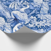 Chinoiserie Vogels Blauw Wit Schilderij Cadeaupapier (Hoek)
