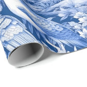 Chinoiserie Vogels Blauw Wit Schilderij Cadeaupapier (Rol Hoek)