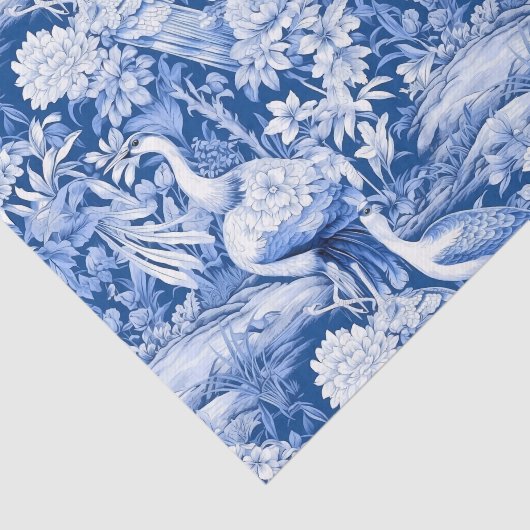 Chinoiserie Vogels Blauw Wit Schilderij Decoupage Tissuepapier (Detail)