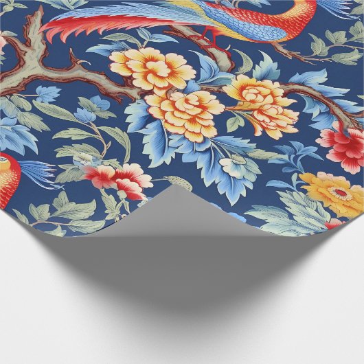 Chinoiserie Vogels Bloemen Schilderen Cadeaupapier (Hoek)