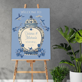 Chinoiserie Vogels Bloemenpot Welkomstbord Poster