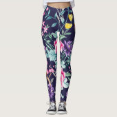 Chinoiserie vogels en bloemen middernacht blauwe l leggings (Voorkant)