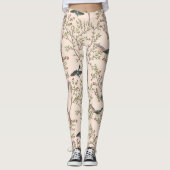 Chinoiserie vogels en gebladerte blush roze leggings (Voorkant)