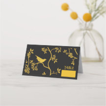 Chinoiserie Vogels in Bomen Zwart Gevouwen Plaats 