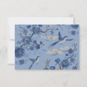 Chinoiserie Vogels Topiary Bruiloft RSVP reactie Kaart (Achterkant)