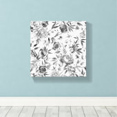 Chinoiserie watercolor bloemschildering canvas afdruk (Insitu (Houten vloer))