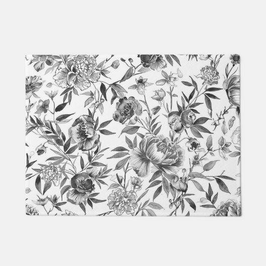 Chinoiserie watercolor bloemschildering deurmat (Voorkant)