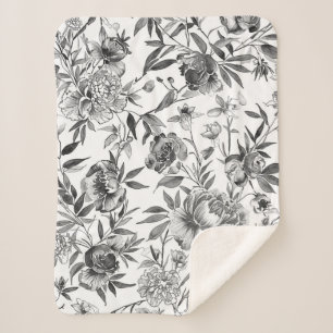 Chinoiserie watercolor bloemschildering sherpa deken
