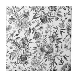 Chinoiserie watercolor bloemschildering tegeltje