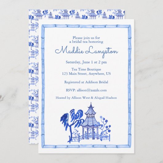 Chinoiserie Watercolor Pagode Kaart (Voorkant / Achterkant)