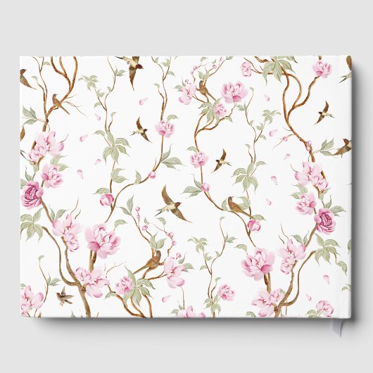 Chinoiserie Waterverf Bloemen Meisje Baby shower Gastenboek (Achterkant)