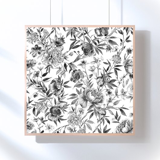 Chinoiserie waterverf bloemschildering poster