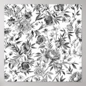 Chinoiserie waterverf bloemschildering poster (Voorkant)