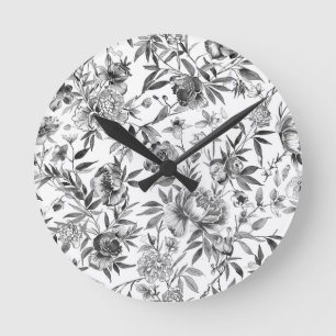 Chinoiserie waterverf bloemschildering ronde klok