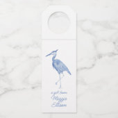 Chinoiserie Waterverf Blue Heron Bird Flessenhanger (Voorkant)