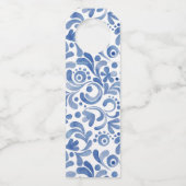 Chinoiserie Waterverf Blue Heron Bird Flessenhanger (Achterkant)