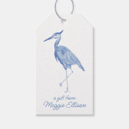 Chinoiserie Waterverf Blue Heron Bird Gift Labels Cadeaulabel