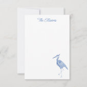 Chinoiserie Waterverf Blue Heron Bird Note Cards Bedankkaart (Voorkant)