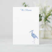 Chinoiserie Waterverf Blue Heron Bird Note Cards Bedankkaart (Staand voorkant)