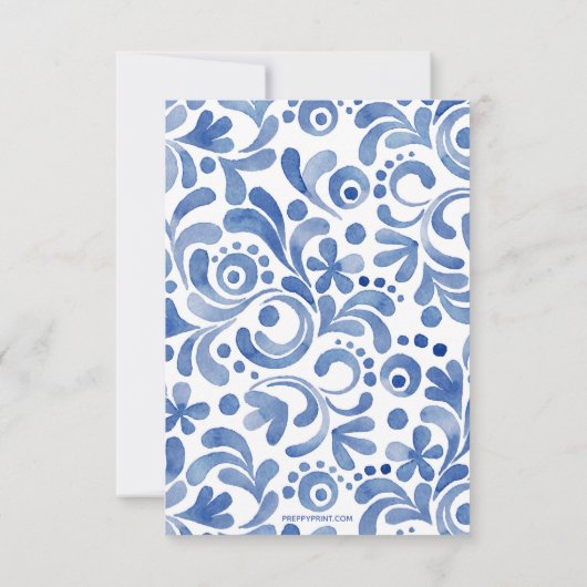 Chinoiserie Waterverf Blue Heron Bird Note Cards Bedankkaart (Achterkant)