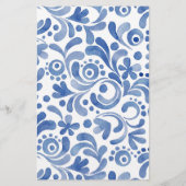 Chinoiserie Waterverf Blue Heron Bird Stationery Briefpapier (Achterkant)