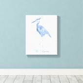 Chinoiserie Waterverf Blue Heron Canvas Afdruk (Insitu (Houten vloer))