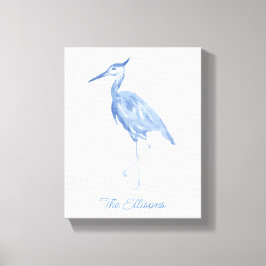 Chinoiserie Waterverf Blue Heron Canvas Afdruk