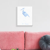 Chinoiserie Waterverf Blue Heron Canvas Afdruk (Insitu (Woonkamer))