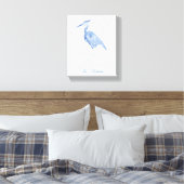 Chinoiserie Waterverf Blue Heron Canvas Afdruk (Insitu (Slaapkamer))