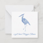 Chinoiserie Waterverf Blue Heron Gift Enclosure Notitiekaartje (Voorkant)