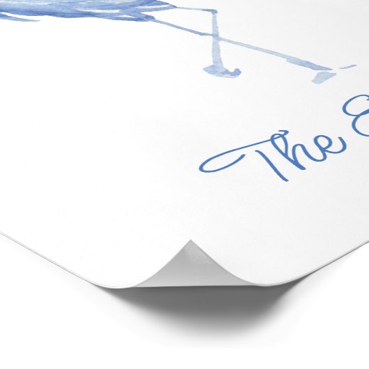 Chinoiserie Waterverf Blue Heron Poster (Hoek)