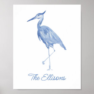 Chinoiserie Waterverf Blue Heron Poster