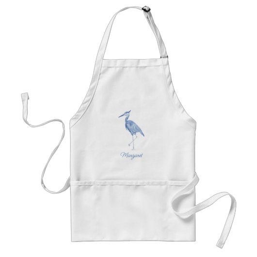 Chinoiserie Waterverf Blue Heron Standaard Schort (Voorkant)