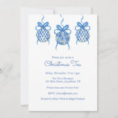 Chinoiserie Waterverf Blue Ornament Kerstmis Kaart (Voorkant)