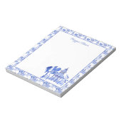 Chinoiserie Waterverf Blue Pagoda Notitieblok (Linkerzijde)