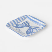 Chinoiserie Waterverf Blue Striped Bow Papieren Bordje (Gebogen)