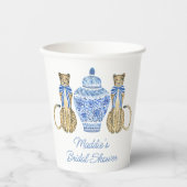Chinoiserie Waterverf Boog Cheetah Gemberpot Papieren Bekers (Voorkant)