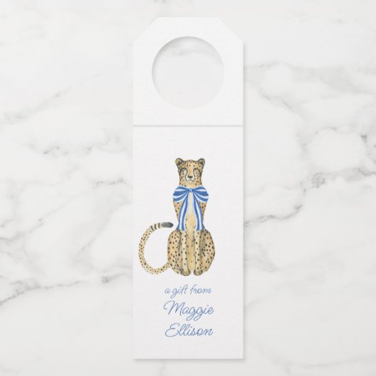 Chinoiserie Waterverf Bow Cheetah Flessenhanger (Voorkant)