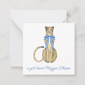Chinoiserie Waterverf Bow Cheetah Gift Enclosure Notitiekaartje (Voorkant)