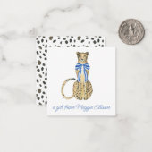 Chinoiserie Waterverf Bow Cheetah Gift Enclosure Notitiekaartje (Voorkant / Achterkant in situ)