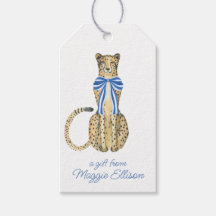 Chinoiserie Waterverf Bow Cheetah Gift Labels
