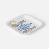 Chinoiserie Waterverf Bow Cheetah Ginger Jar Papieren Bordje (Gebogen)