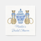 Chinoiserie Waterverf Bow Cheetah Ginger Jar Servet (Voorkant)