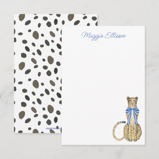 Chinoiserie Waterverf Bow Cheetah Note Cards Bedankkaart (Voorkant / Achterkant)