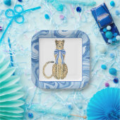 Chinoiserie Waterverf Bow Cheetah Party Borden Papieren Bordje (Feest)