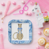 Chinoiserie Waterverf Bow Cheetah Party Borden Papieren Bordje (Feest)